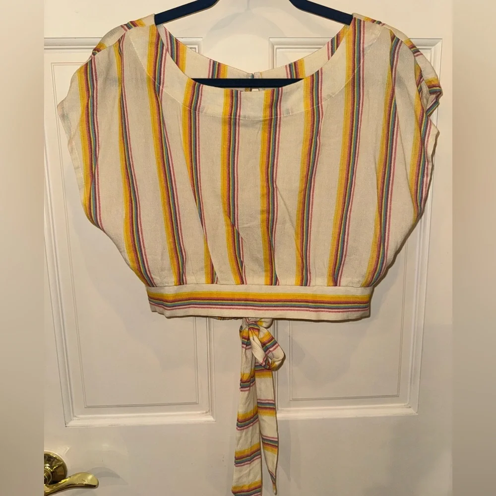 Striped Yellow and White Jumpsuit - Picture 5 of 10